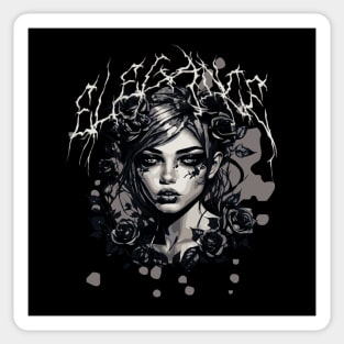 Dark Themed Fairy With Dark Roses Sticker